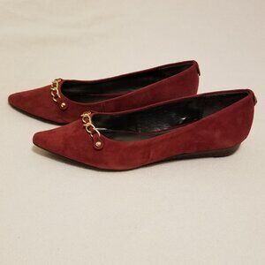Monet Red Suede Leather Flats Designed in Italy  size 7 ½ M